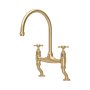 Perrin & Rowe Ionian Bridge Sink Mixer (Crosstop) - Satin Brass