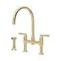 Perrin & Rowe Langbourn Bridge Sink Mixer with Rinse - Polished Brass