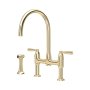 Perrin & Rowe Langbourn Bridge Sink Mixer with Rinse - Gold