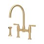 Perrin & Rowe Langbourn Bridge Sink Mixer with Rinse - Satin Brass