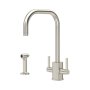 Perrin & Rowe Juliet Square Monobloc Sink Mixer with Rinse - Pewter