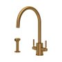 Perrin & Rowe Juliet Round Monobloc Sink Mixer with Rinse - Aged Brass