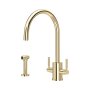 Perrin & Rowe Juliet Round Monobloc Sink Mixer with Rinse - Gold
