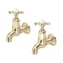 Perrin & Rowe Ionian Crosstop Bibcock Taps (Wall-Mounted) - Gold