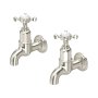 Perrin & Rowe Ionian Crosstop Bibcock Taps (Wall-Mounted) - Pewter