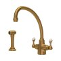 Perrin & Rowe Etruscan Monobloc Sink Mixer with Rinse - Aged Brass