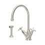 Perrin & Rowe Phoenician Monobloc Sink Mixer with Rinse (Crosstop) - Pewter