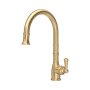 Perrin & Rowe Provence Monobloc Sink Mixer with Pull-Down Rinse - Satin Brass