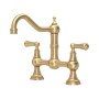 Perrin & Rowe Provence Bridge Sink Mixer - Satin Brass