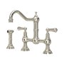 Perrin & Rowe Provence Bridge Sink Mixer with Rinse - Nickel