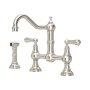 Perrin & Rowe Provence Bridge Sink Mixer with Rinse - Pewter