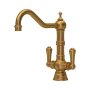 Perrin & Rowe Provence Monobloc Sink Mixer (Dual Lever) - Aged Brass