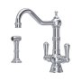 Perrin & Rowe Provence Monobloc Sink Mixer with Rinse (Dual Lever) - Chrome
