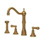 Perrin & Rowe Provence Widespread Sink Mixer with Rinse - Aged Brass