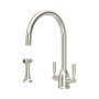 Perrin & Rowe Langbourn Monobloc Sink Mixer with Rinse (Dual Lever) - Pewter