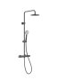 Roca Even-T Thermostatic Shower Column with Round Head - Brushed Titanium Black