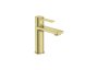 Roca Targa Small Smooth Body Cold Start Basin Mixer - Brushed Brass
