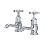 Perrin & Rowe Traditional Pair of Bath Pillar Taps (Crosstop Handles) - Chrome