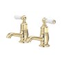 Perrin & Rowe Traditional Pair of Basin Pillar Taps (Lever Handles) - Gold