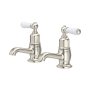 Perrin & Rowe Traditional Pair of Basin Pillar Taps (Lever Handles) - Pewter