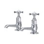 Perrin & Rowe Traditional Pair of Basin Pillar Taps (Crosstop Handles) - Chrome