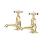 Perrin & Rowe Traditional Pair of Basin Pillar Taps (Crosstop Handles) - Gold