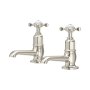 Perrin & Rowe Traditional Pair of Basin Pillar Taps (Crosstop Handles) - Pewter