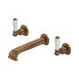 Perrin & Rowe Traditional Three-Hole Wall-Mounted Basin Mixer (Lever Handles) - English Bronze