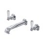 Perrin & Rowe Traditional Three-Hole Wall-Mounted Basin Mixer (Lever Handles) - Chrome