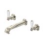 Perrin & Rowe Traditional Three-Hole Wall-Mounted Basin Mixer (Lever Handles) - Nickel