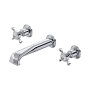 Perrin & Rowe Traditional Three-Hole Wall-Mounted Basin Mixer (Crosstop Handles) - Chrome