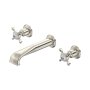 Perrin & Rowe Traditional Three-Hole Wall-Mounted Basin Mixer (Crosstop Handles) - Pewter