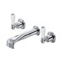 Perrin & Rowe Traditional Three-Hole Wall-Mounted Bath Filler (Lever Handles) - Chrome
