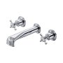 Perrin & Rowe Traditional Three-Hole Wall-Mounted Bath Filler (Crosstop Handles) - Chrome