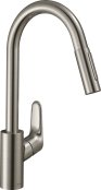 Hansgrohe Focus M41 Single Lever Kitchen Mixer 240 with Pull-Out Spray, 2 Spray Modes - Stainless Steel Finish