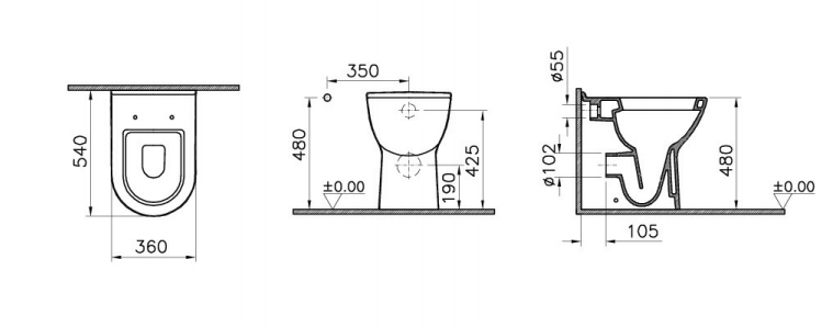 Vitra S50 Comfort Raised Height Back To Wall Wc Bathroom